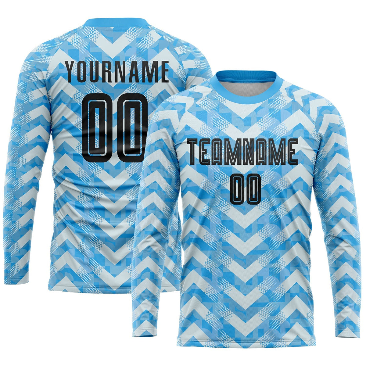 Custom Soccer Jersey - Light Blue Black-White Home product image 3