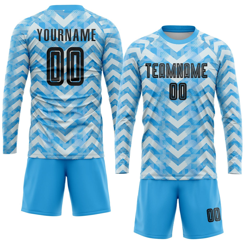 Custom Soccer Jersey - Light Blue Black-White Home product image 4