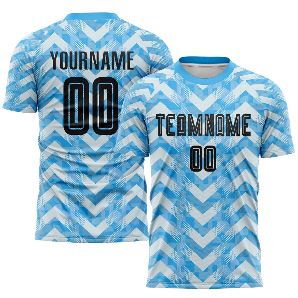Custom Soccer Jersey - Light Blue Black-White Home product image 1