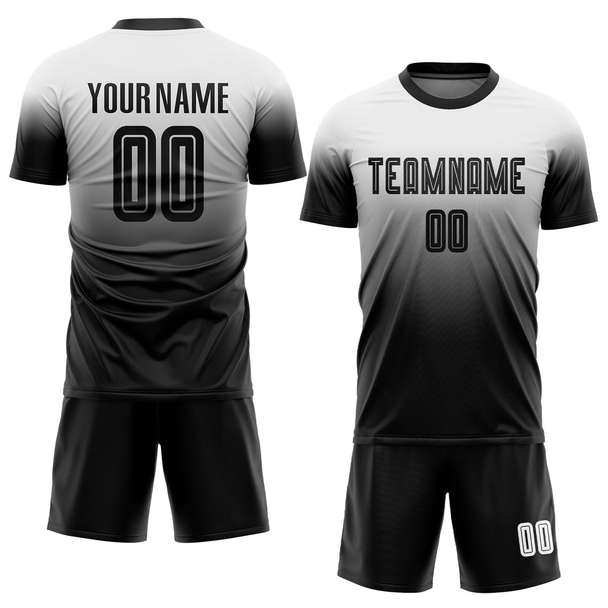 Custom Soccer Jersey - White Black Sublimation Fade Fashion product image 2
