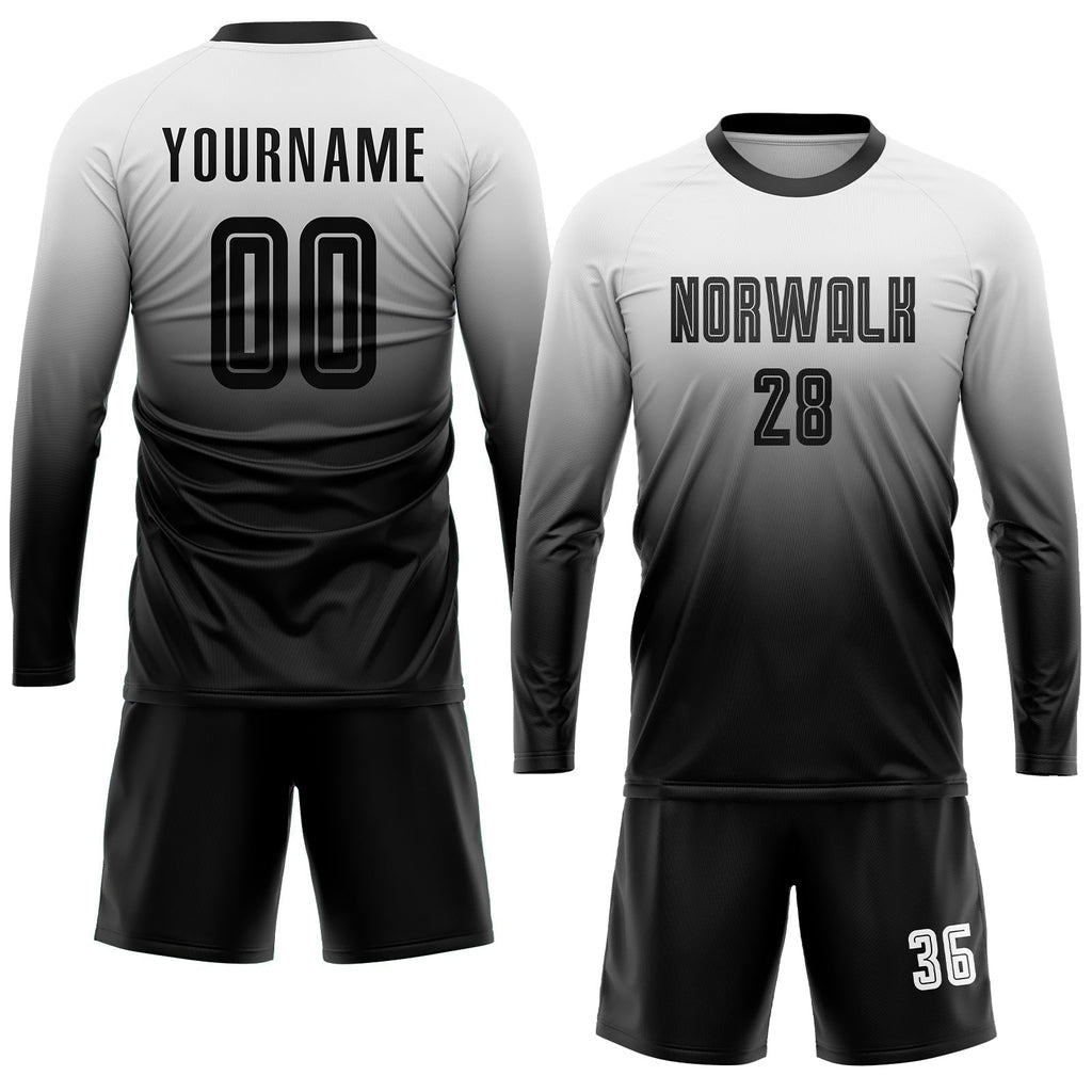 Custom Soccer Jersey - White Black Sublimation Fade Fashion product image 4