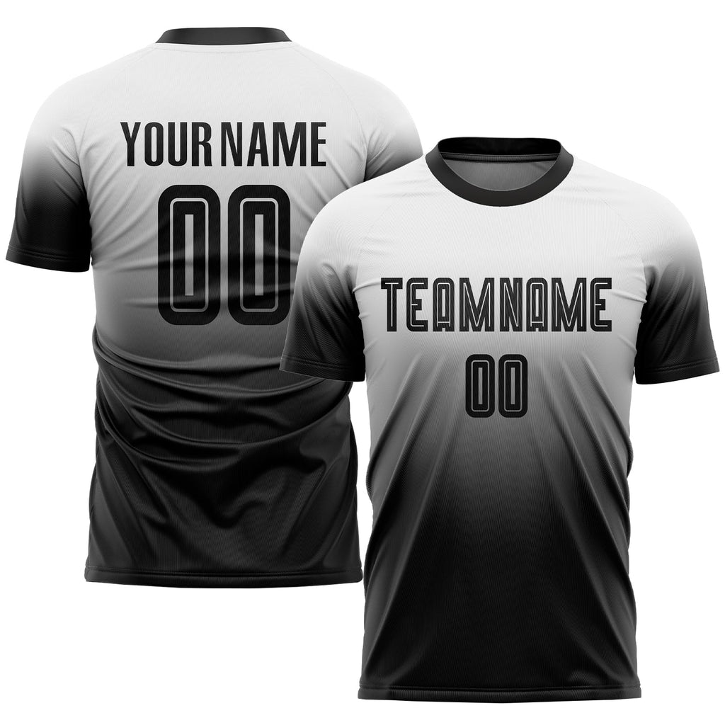 Custom Soccer Jersey - White Black Sublimation Fade Fashion product image 1