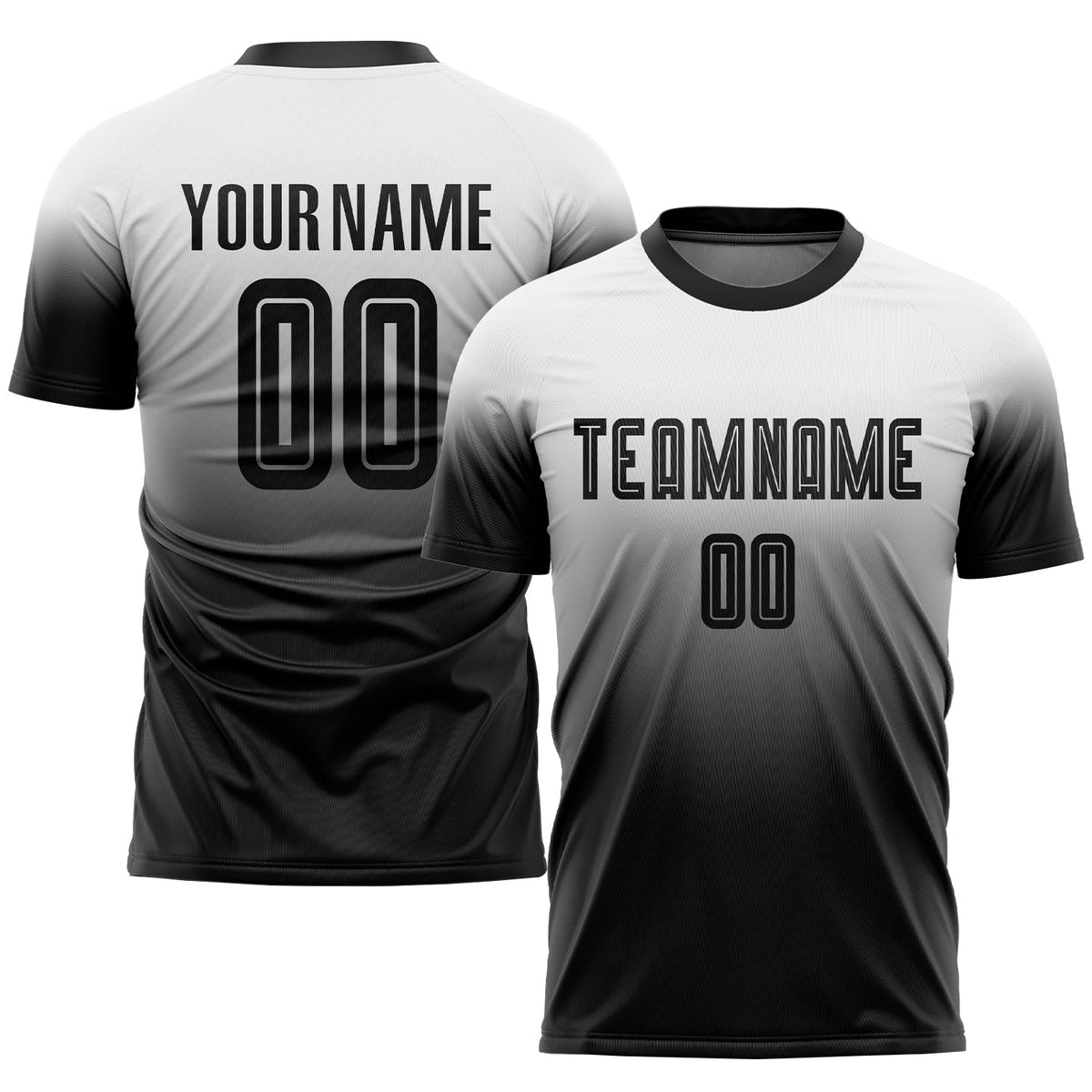 Custom Soccer Jersey - White Black Sublimation Fade Fashion product image 1