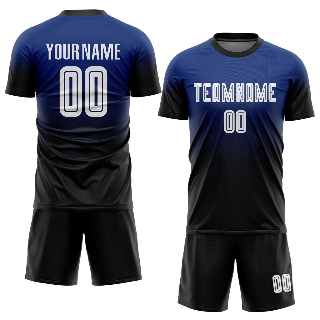 Custom Soccer Jersey - Royal White-Black Sublimation Fade product image 2