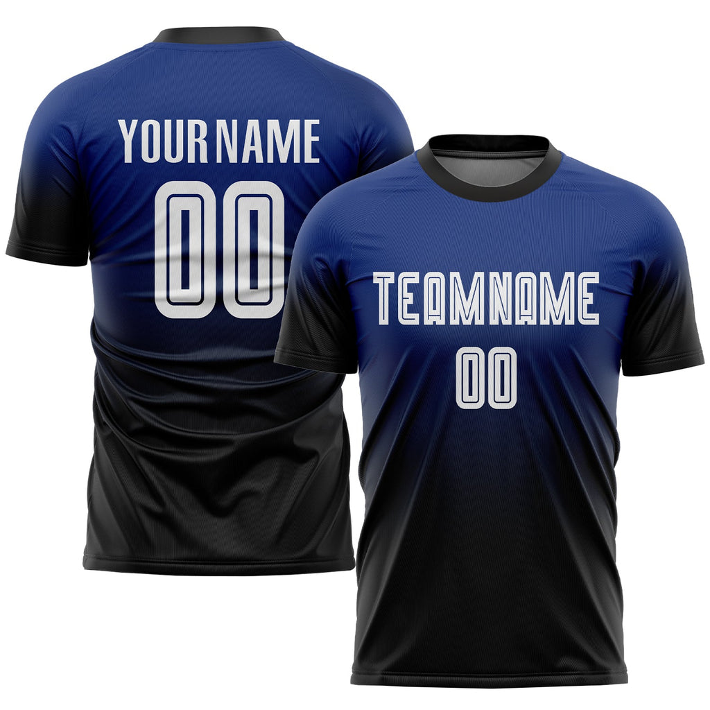 Custom Soccer Jersey - Royal White-Black Sublimation Fade product image 1