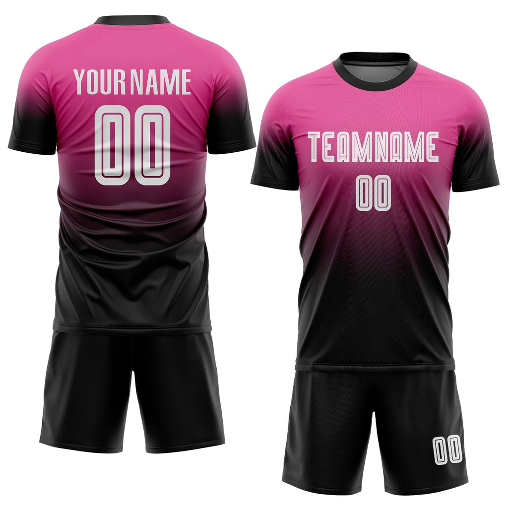 Custom Soccer Jersey - Pink White-Black Sublimation Fade product image 2