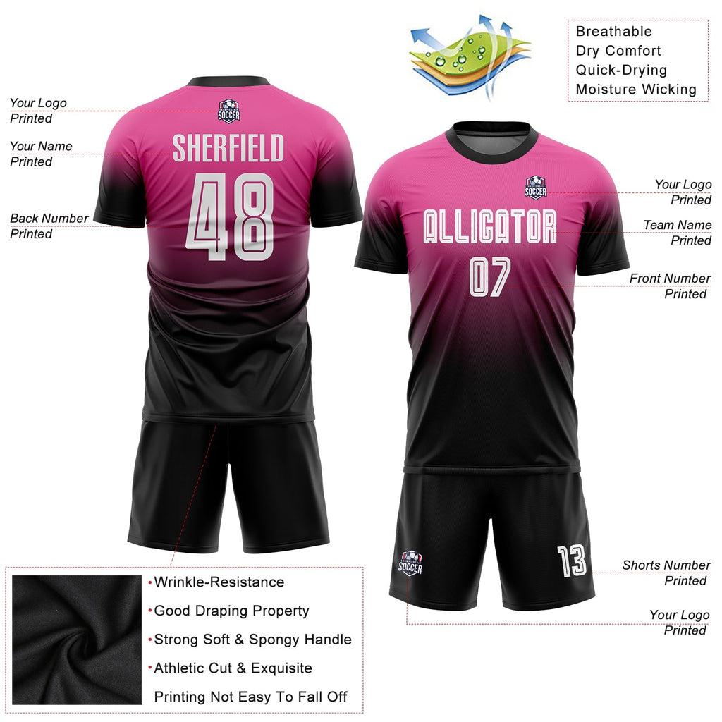 Custom Soccer Jersey - Pink White-Black Sublimation Fade product image 6