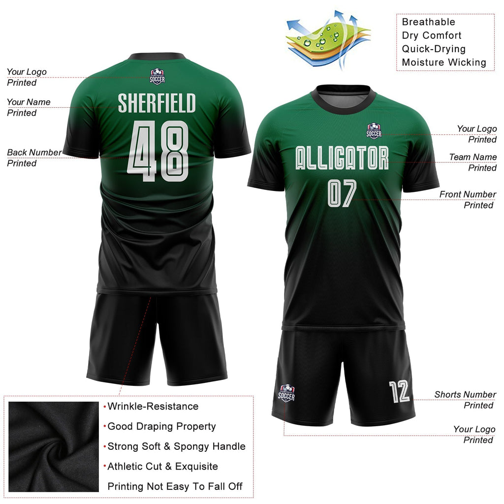 Custom Soccer Jersey - Kelly Green White-Black Sublimation product image 6