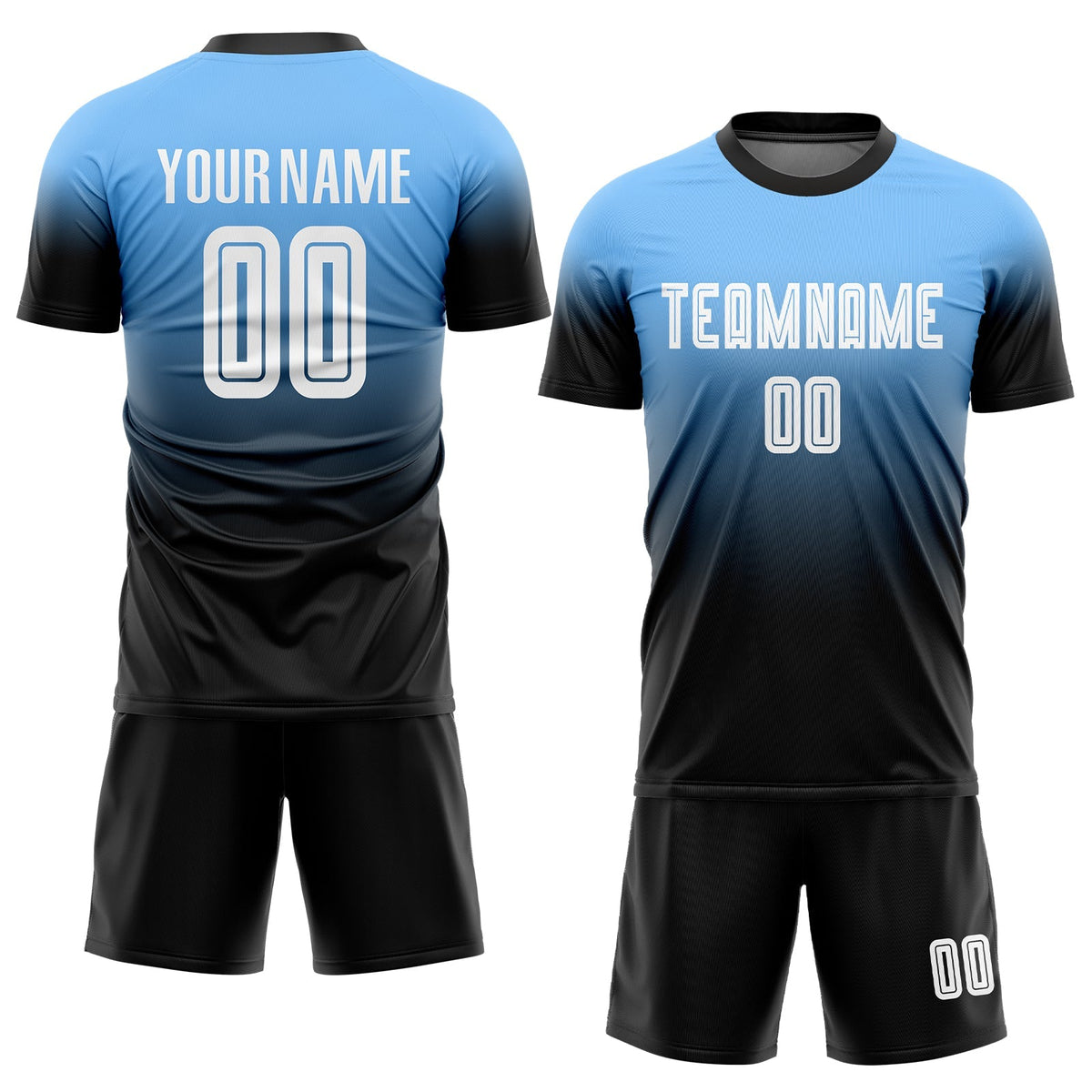 Custom Soccer Jersey - Powder Blue White-Black Sublimation product image 2