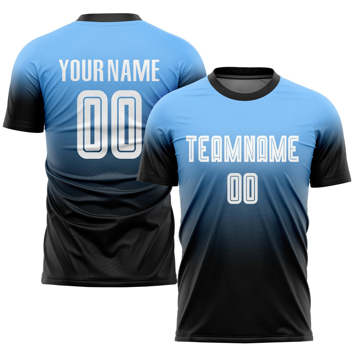 Custom Soccer Jersey - Powder Blue White-Black Sublimation product image 1