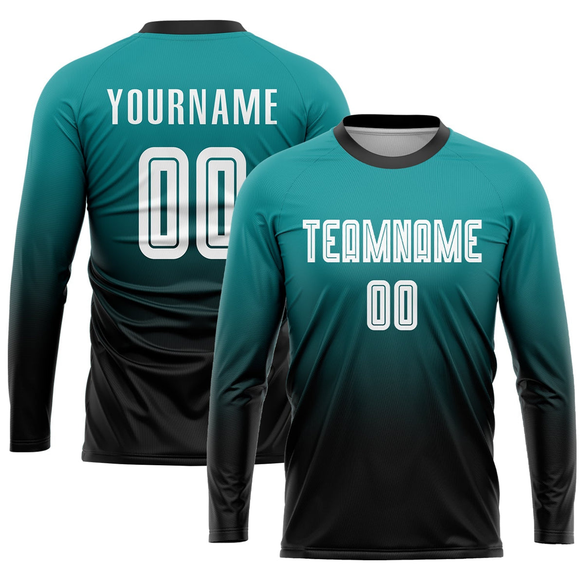 Custom Soccer Jersey - Teal White-Black Sublimation Fade product image 3