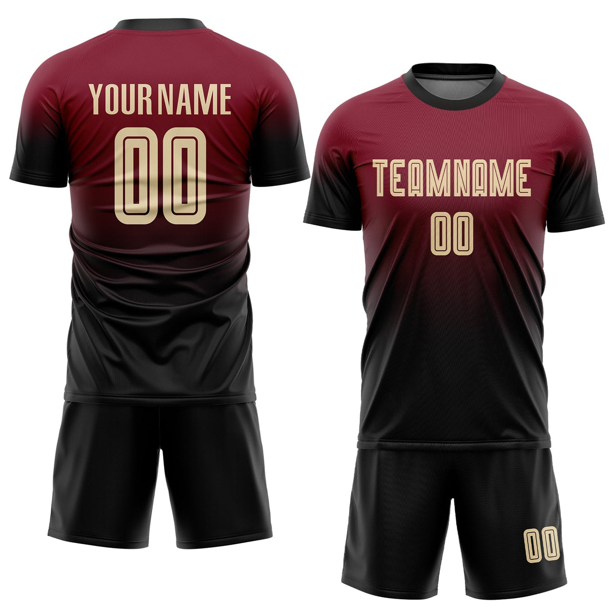 Custom Soccer Jersey - Crimson Cream-Black Sublimation Fade product image 2