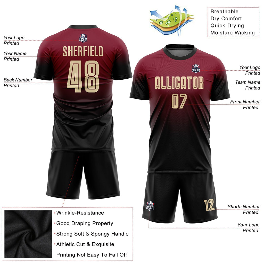 Custom Soccer Jersey - Crimson Cream-Black Sublimation Fade product image 6