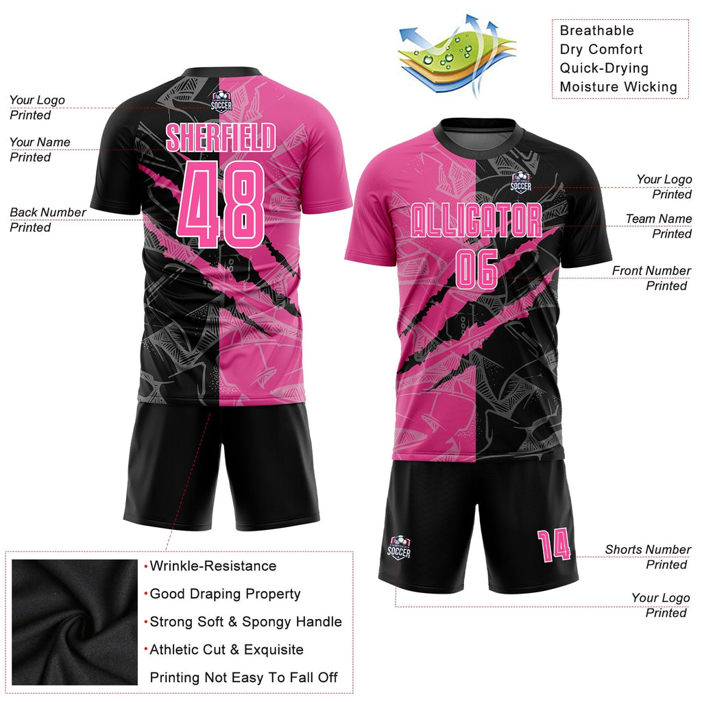 Custom Soccer Jersey - Graffiti Pattern Pink Black-White product image 5