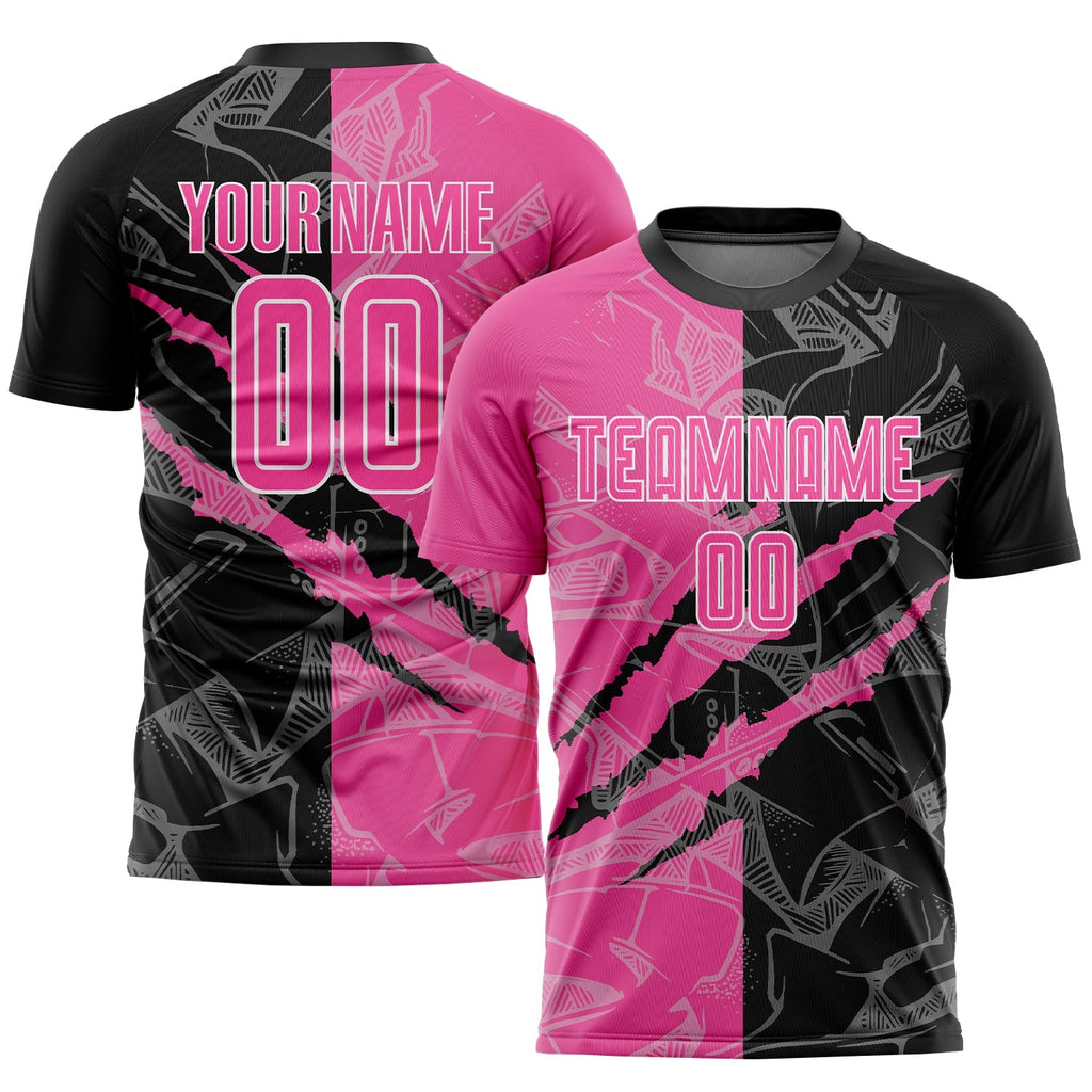 Custom Soccer Jersey - Graffiti Pattern Pink Black-White product image 1