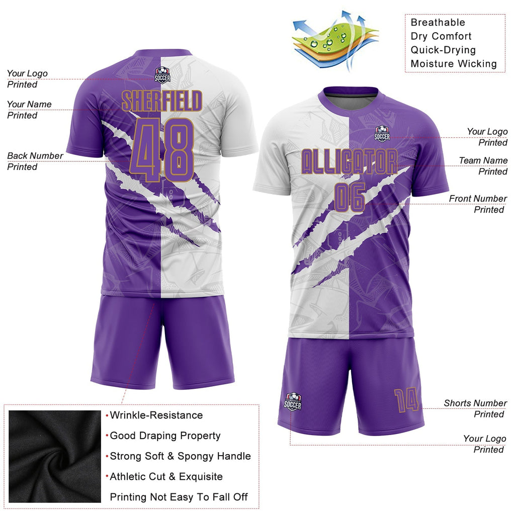 Custom Soccer Jersey - Graffiti Pattern Purple White-Old product image 3