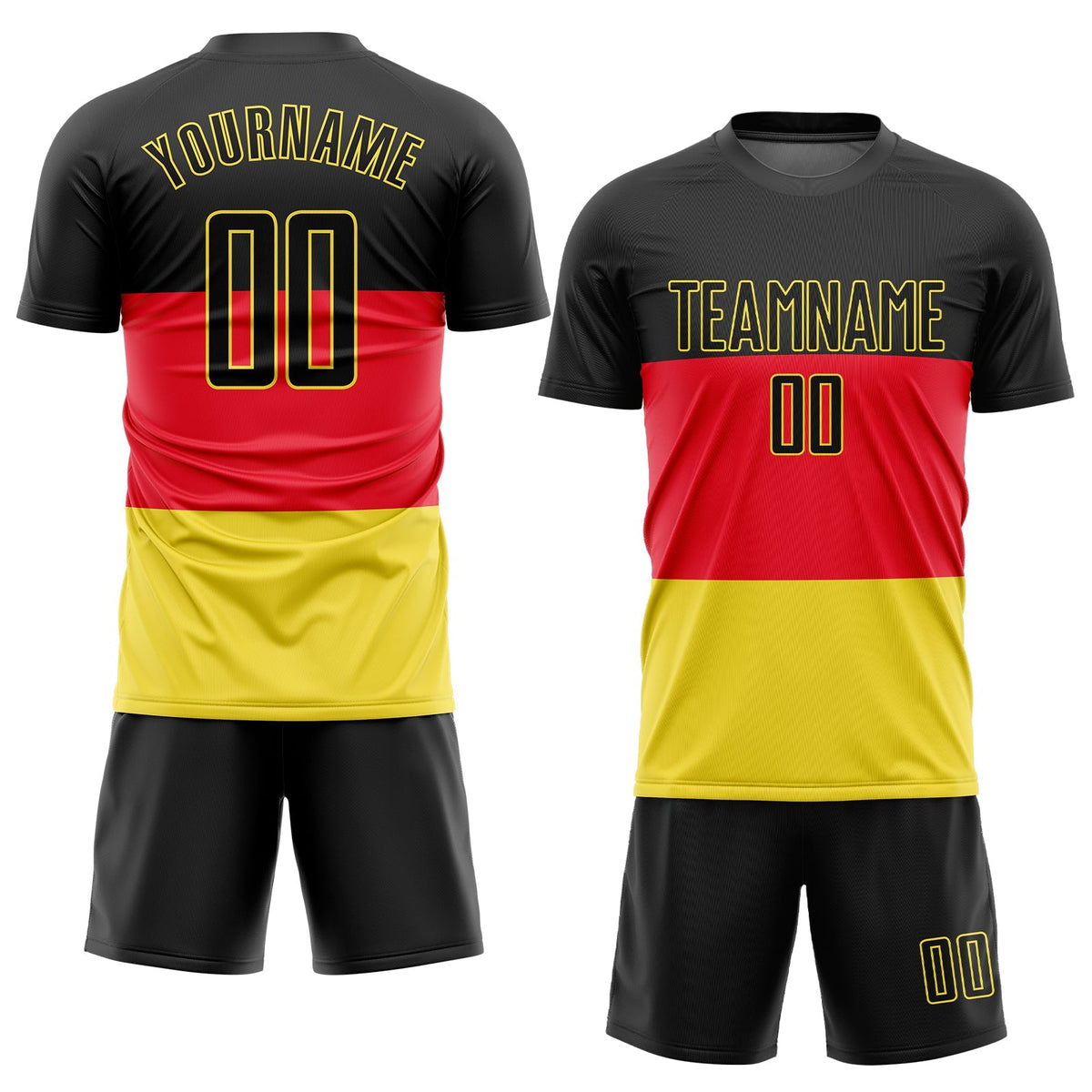 Custom Soccer Jersey - Red Black-Gold Sublimation German product image 2