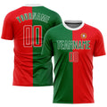Custom Soccer Jersey - Kelly Green Red-White Sublimation product image 1