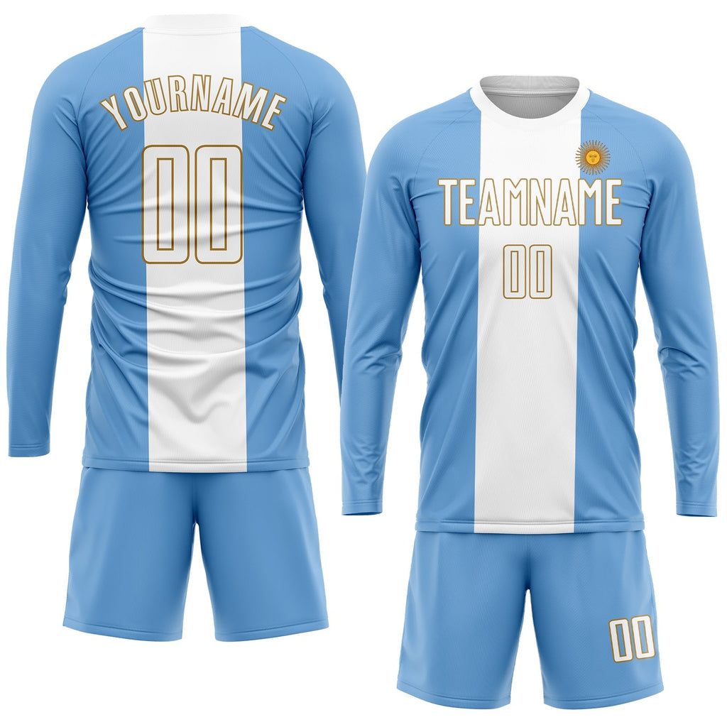 Custom Soccer Jersey - Light Blue White-Old Gold product image 4