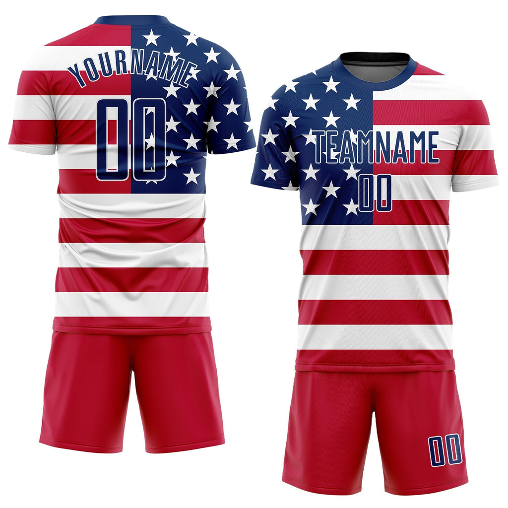 Custom Soccer Jersey - Red Royal-White Sublimation American product image 2