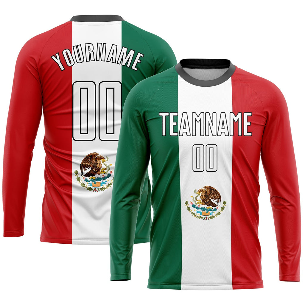 Custom Soccer Jersey - Kelly Green White Red-Black product image 3