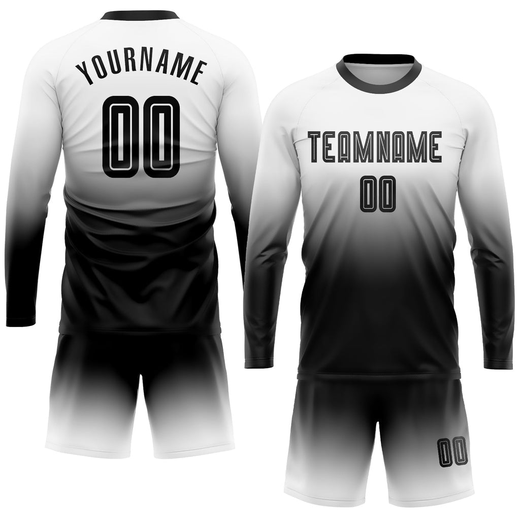 Custom Soccer Jersey - White Black Sublimation Long Sleeve product image 2