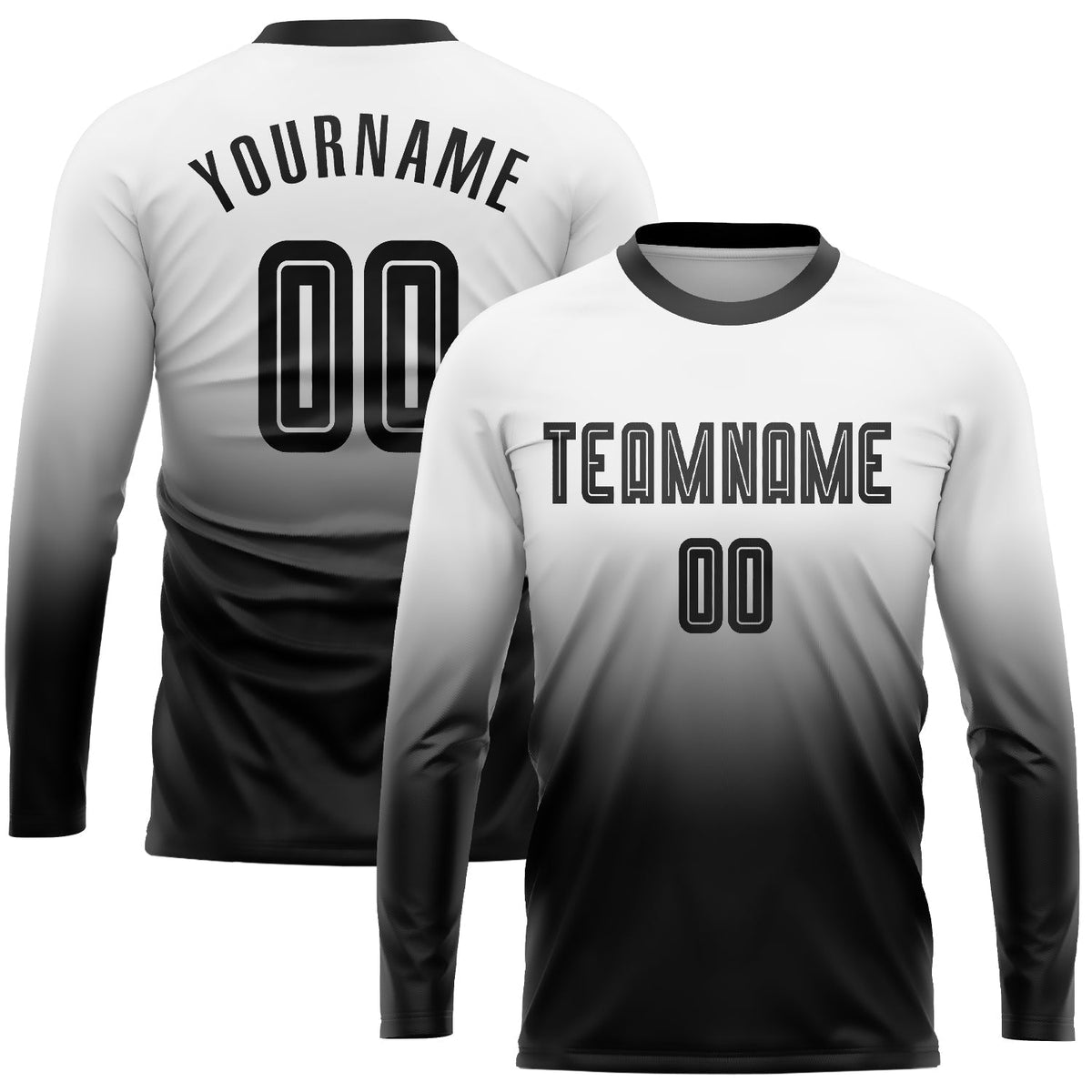 Custom Soccer Jersey - White Black Sublimation Long Sleeve product image 1