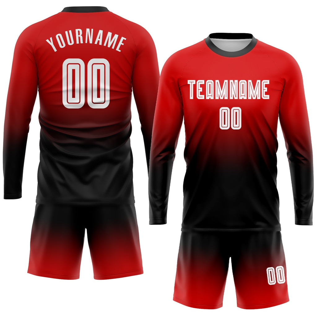 Custom Soccer Jersey - Red White-Black Sublimation Long product image 2