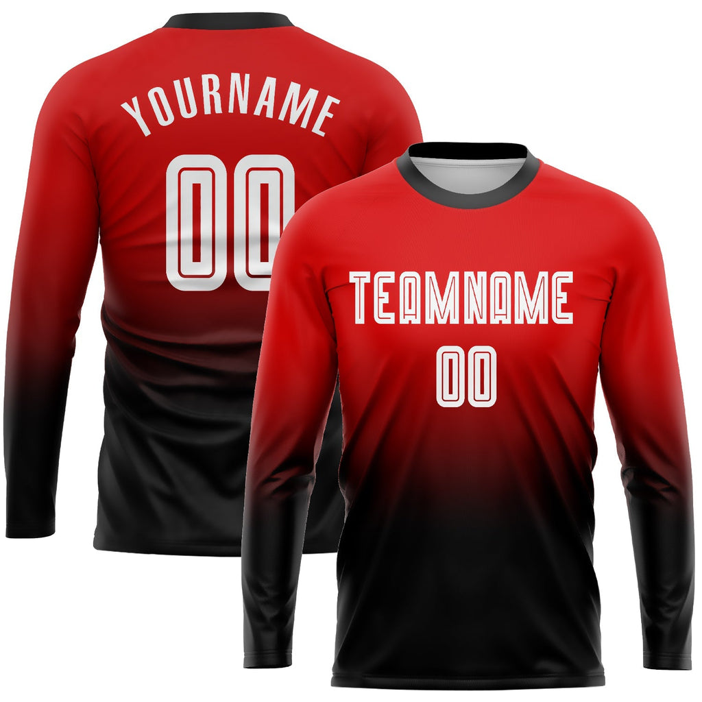 Custom Soccer Jersey - Red White-Black Sublimation Long product image 1