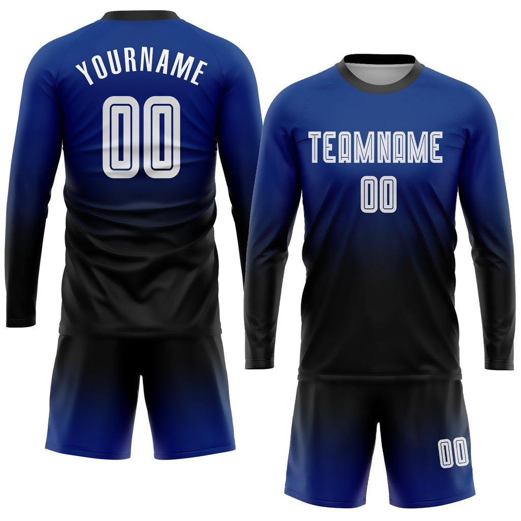 Custom Soccer Jersey - Royal White-Black Sublimation Long product image 2