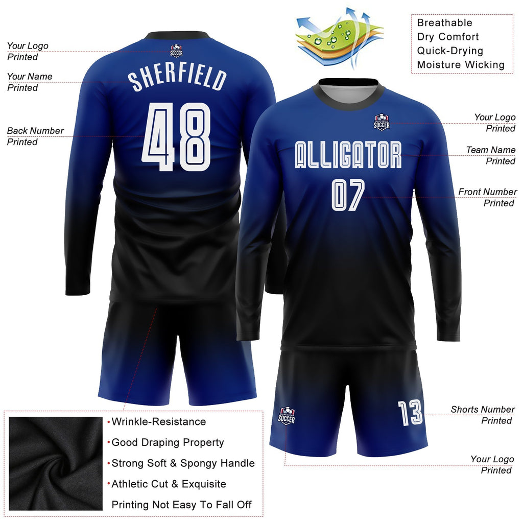 Custom Soccer Jersey - Royal White-Black Sublimation Long product image 3