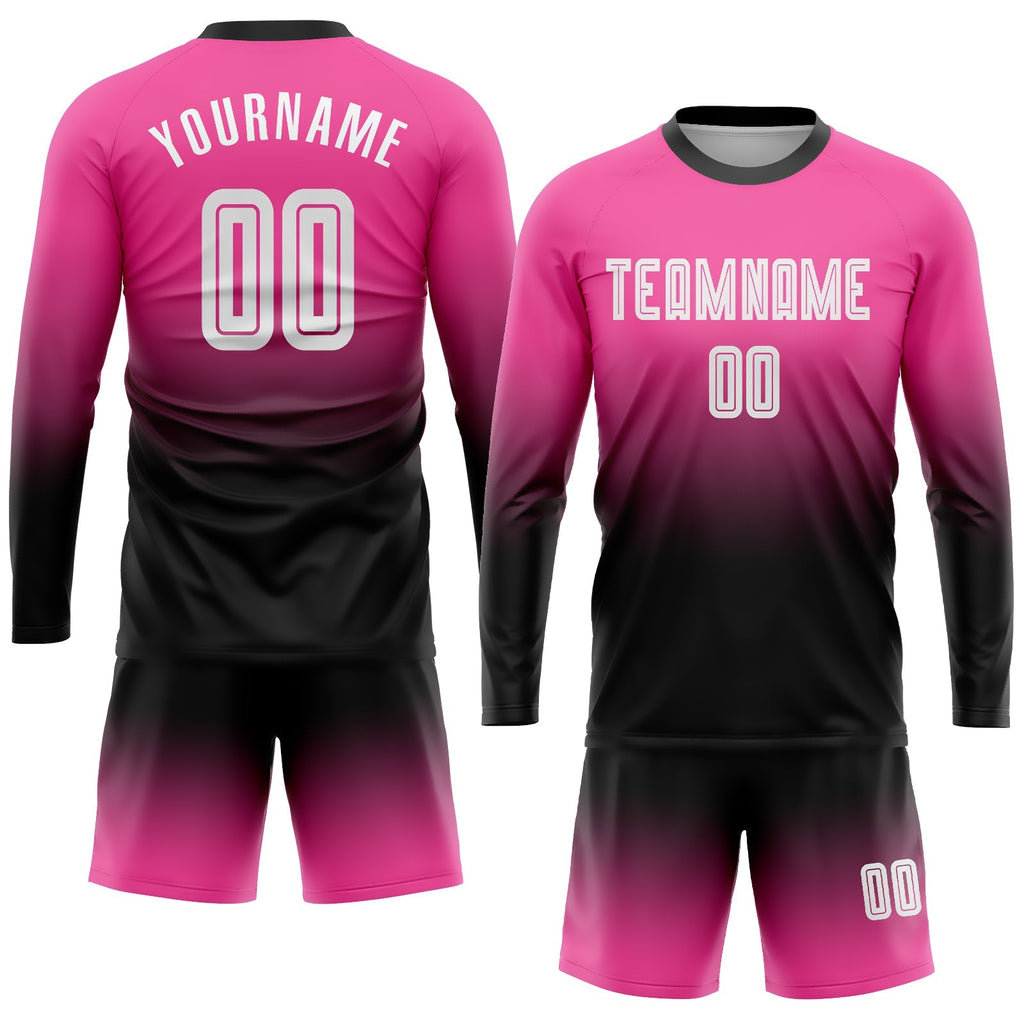 Custom Soccer Jersey - Pink White-Black Sublimation Long product image 2