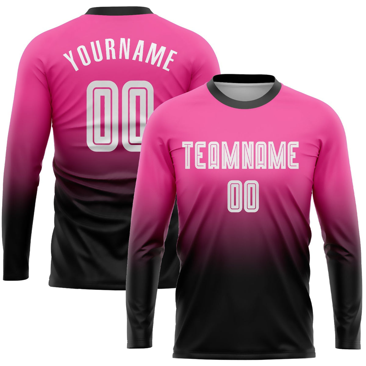 Custom Soccer Jersey - Pink White-Black Sublimation Long product image 1
