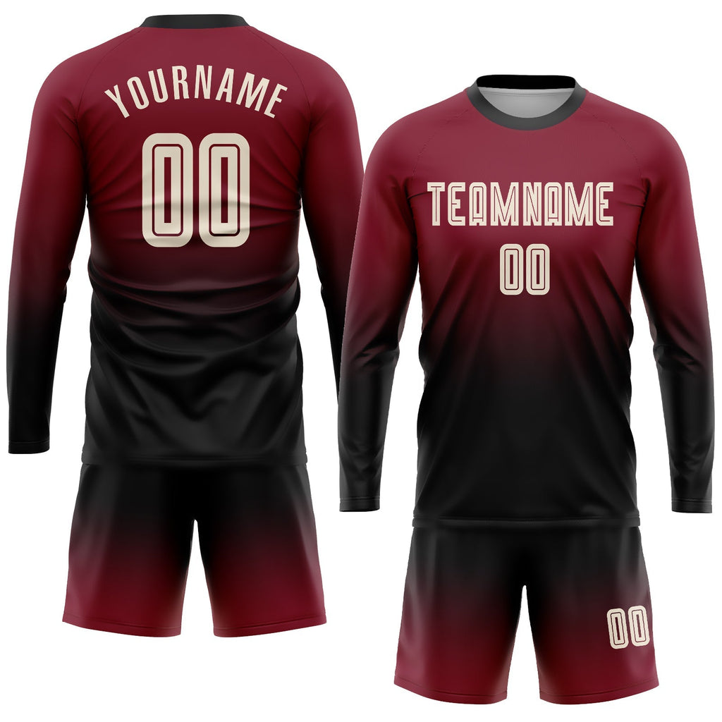 Custom Soccer Jersey - Crimson Cream-Black Sublimation Long product image 2