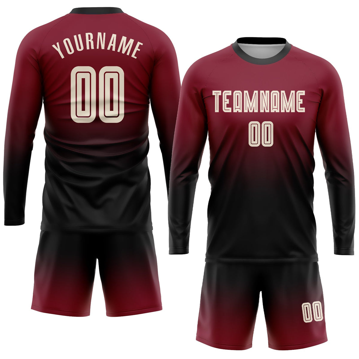 Custom Soccer Jersey - Crimson Cream-Black Sublimation Long product image 2