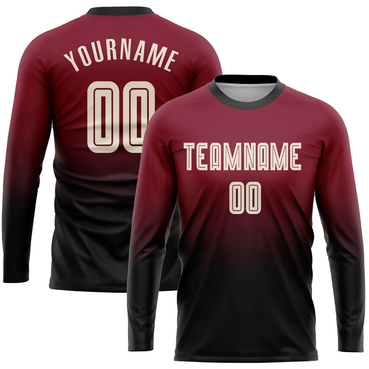 Custom Soccer Jersey - Crimson Cream-Black Sublimation Long product image 1