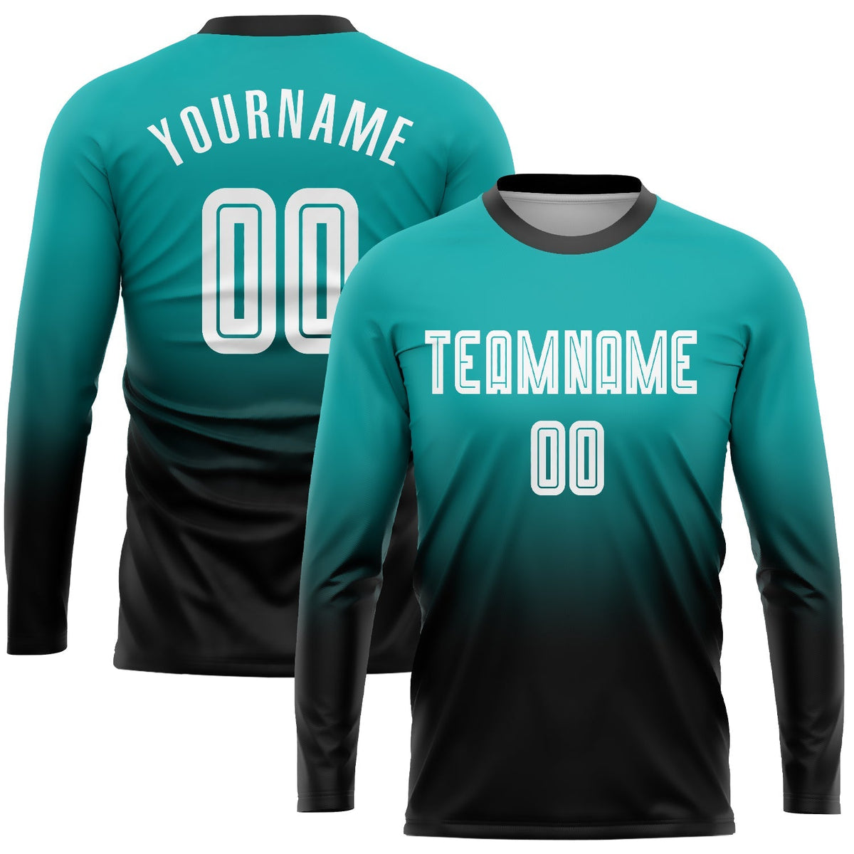 Custom Soccer Jersey - Aqua White-Black Sublimation Long product image 1