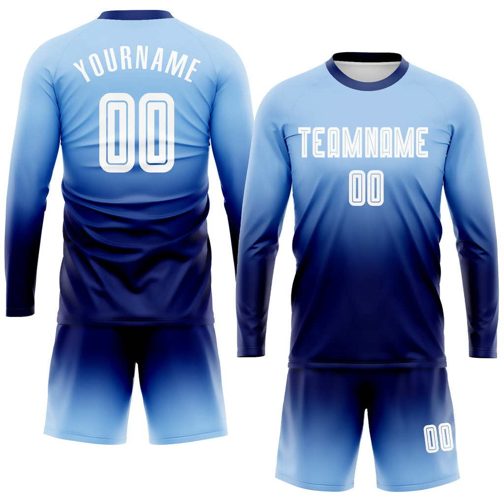 Custom Soccer Jersey - Light Blue White-Navy Sublimation product image 2