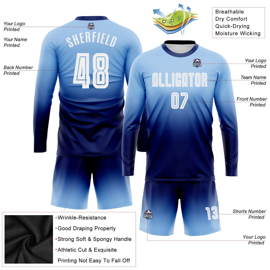 Custom Soccer Jersey - Light Blue White-Navy Sublimation product image 3