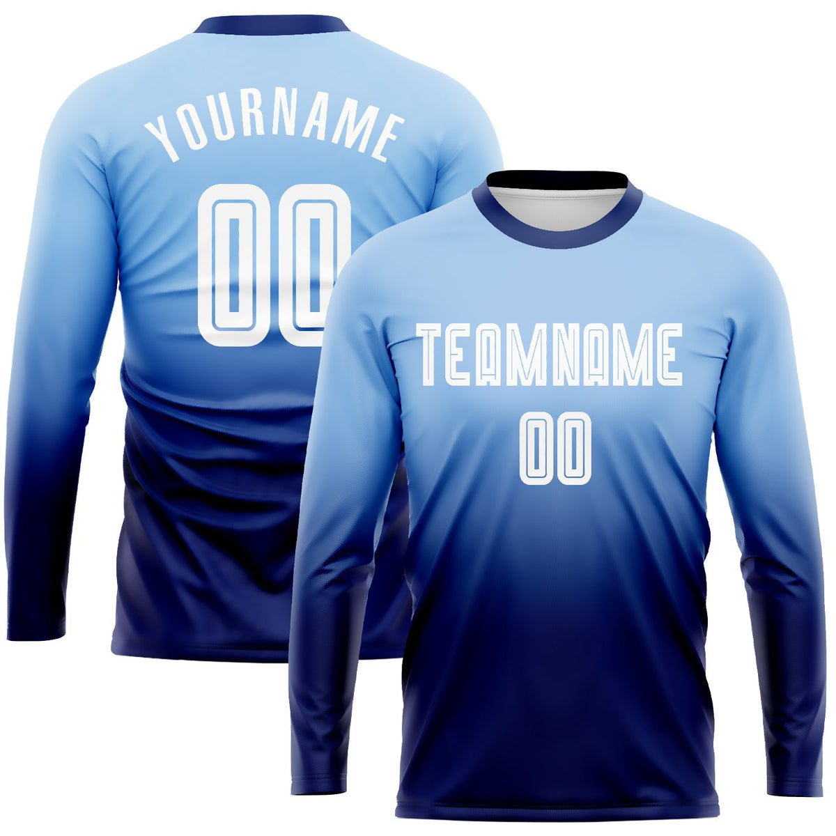 Custom Soccer Jersey - Light Blue White-Navy Sublimation product image 1
