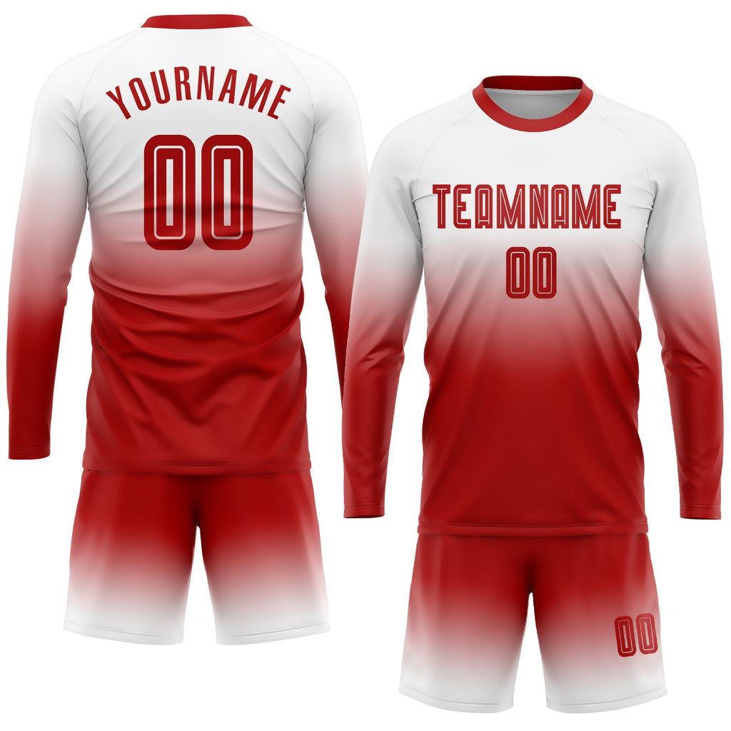 Custom Soccer Jersey - White Red Sublimation Long Sleeve product image 2