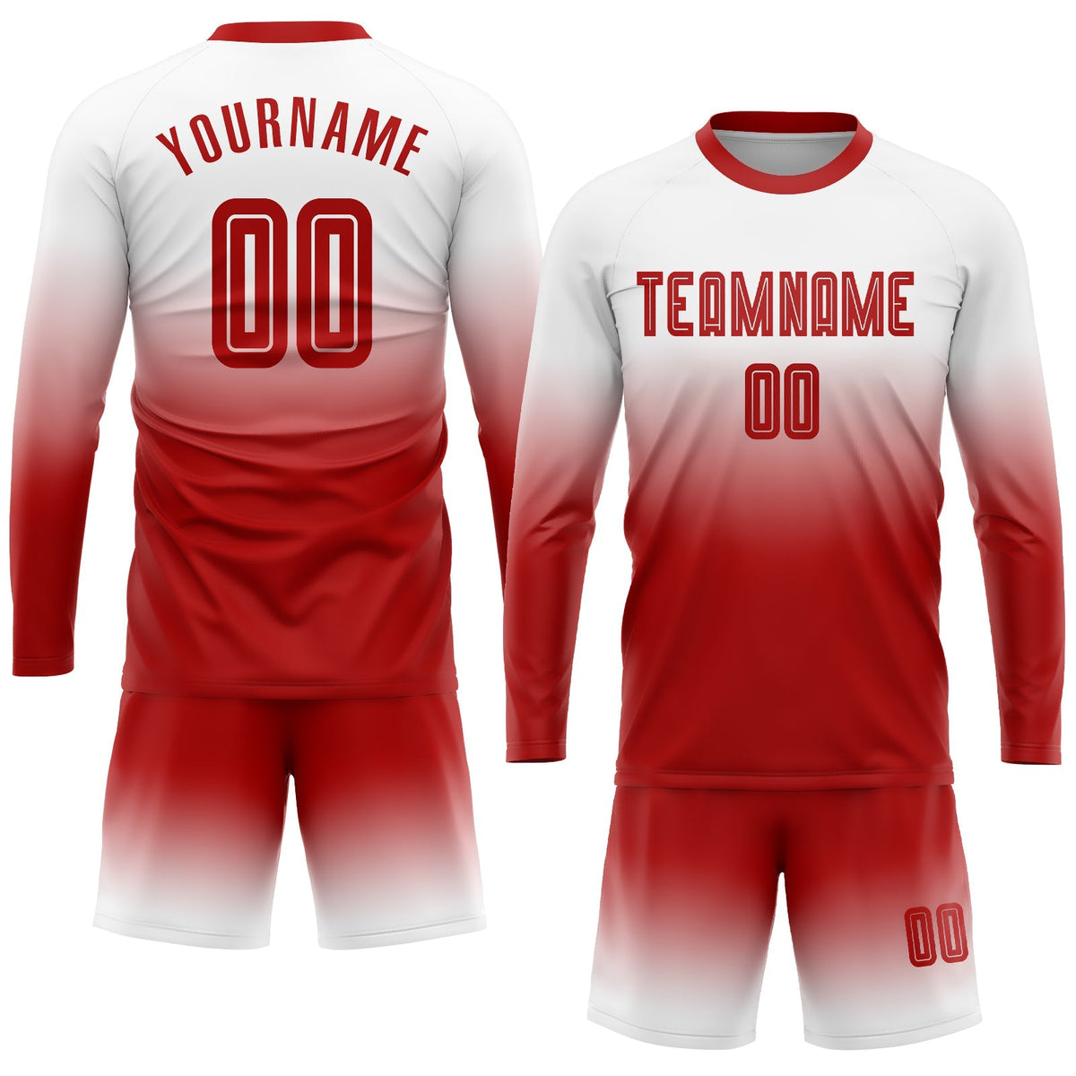 Custom Soccer Jersey - White Red Sublimation Long Sleeve product image 2