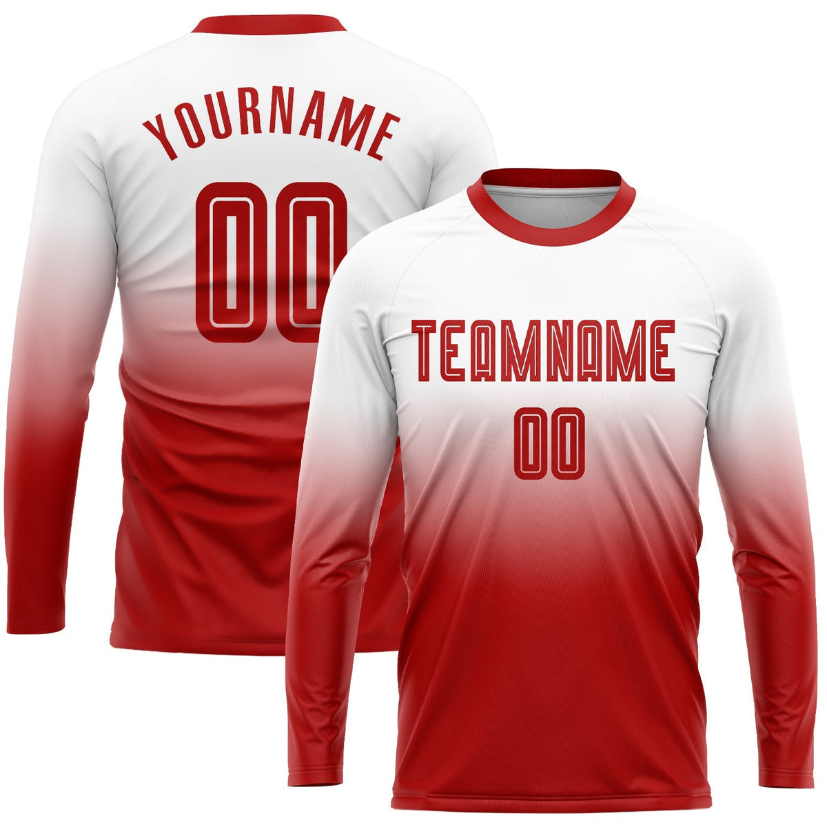 Custom Soccer Jersey - White Red Sublimation Long Sleeve product image 1