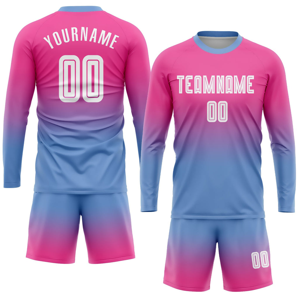 Custom Soccer Jersey - Pink White-Light Blue Sublimation product image 2