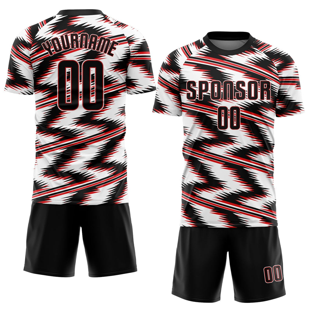 Custom Soccer Jersey - White Black-Red Sublimation Uniform product image 2