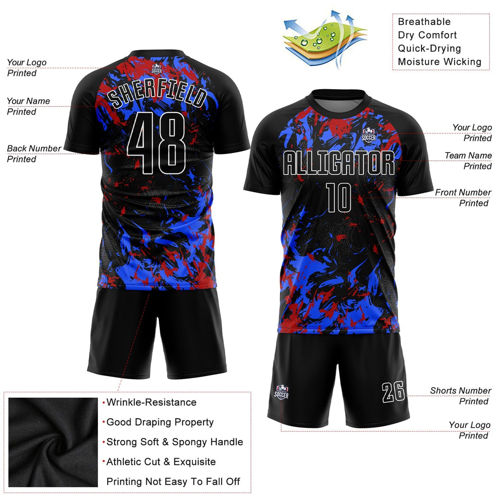 Custom Soccer Jersey - Black Royal-Red Sublimation Uniform product image 3