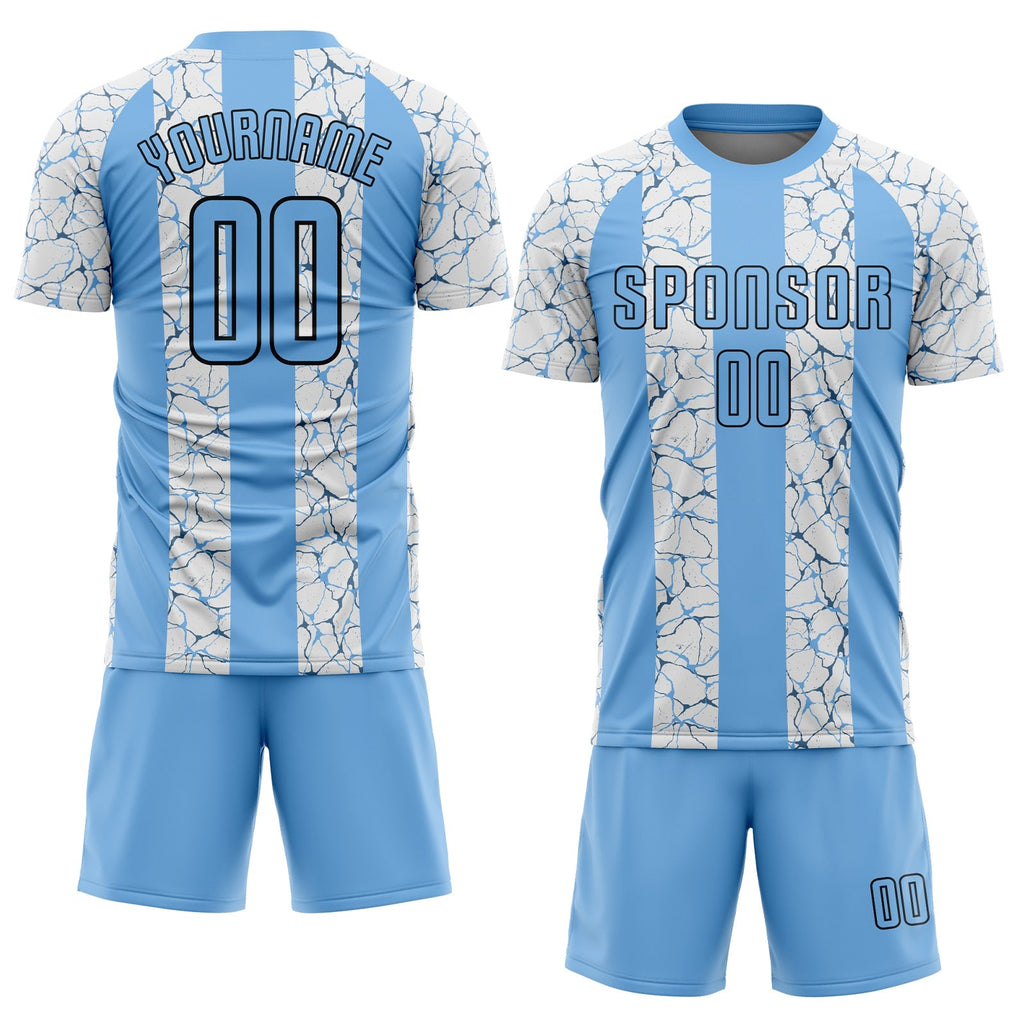 Custom Soccer Jersey - Light Blue Black-White Sublimation product image 2