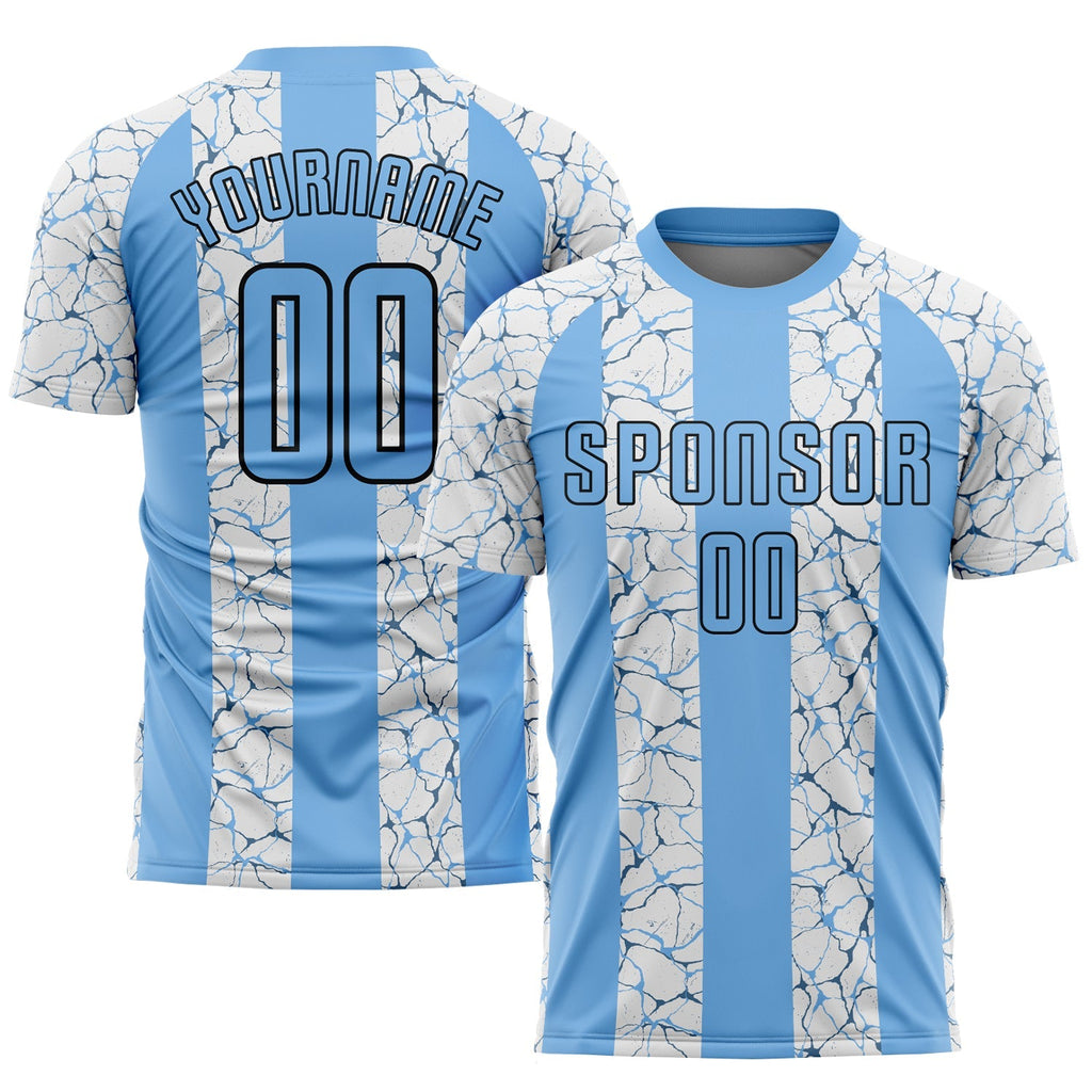 Custom Soccer Jersey - Light Blue Black-White Sublimation product image 1
