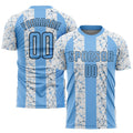 Custom Soccer Jersey - Light Blue Black-White Sublimation product image 1