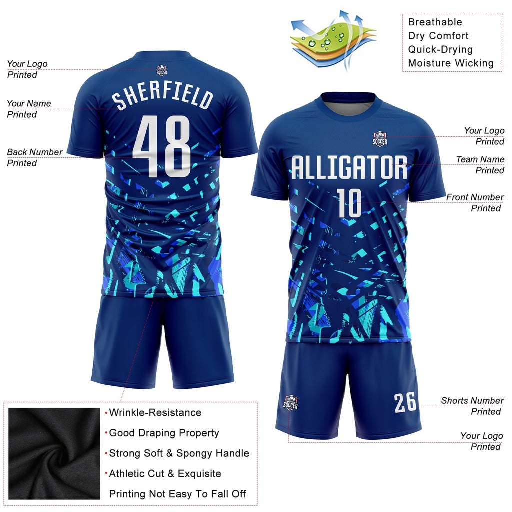 Custom Soccer Jersey - Royal White-Lakes Blue Sublimation product image 3